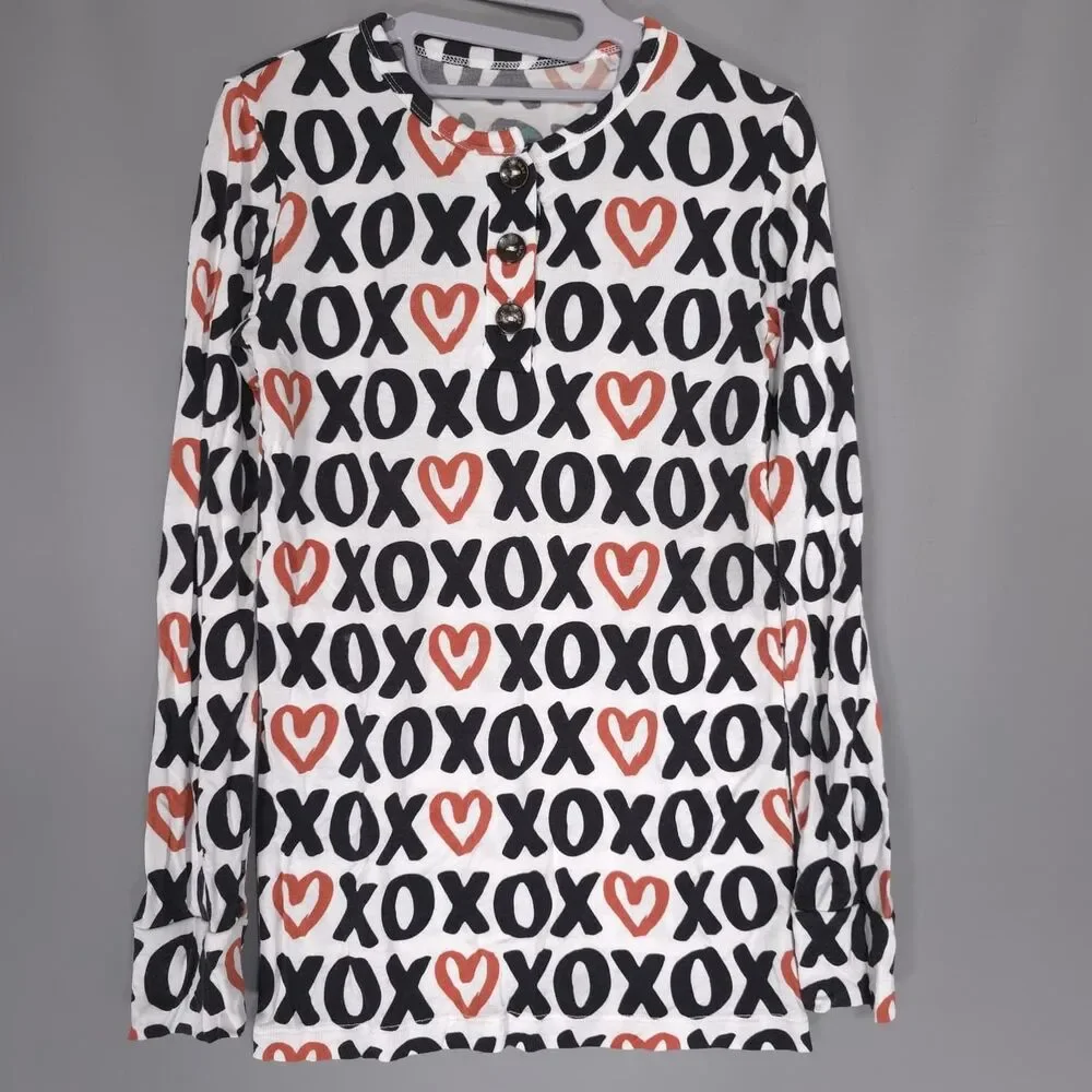 GIGI‎ AND MAX Girls Pajama Size 8Y Set XOXO Heart Long Sleeve Top Pants